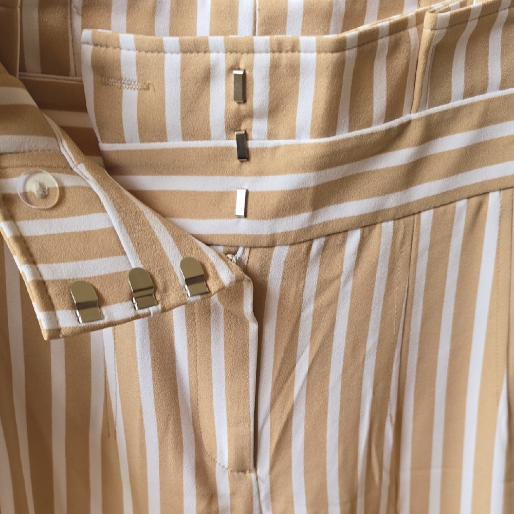 Striped Beige and White Pants, Sz 4